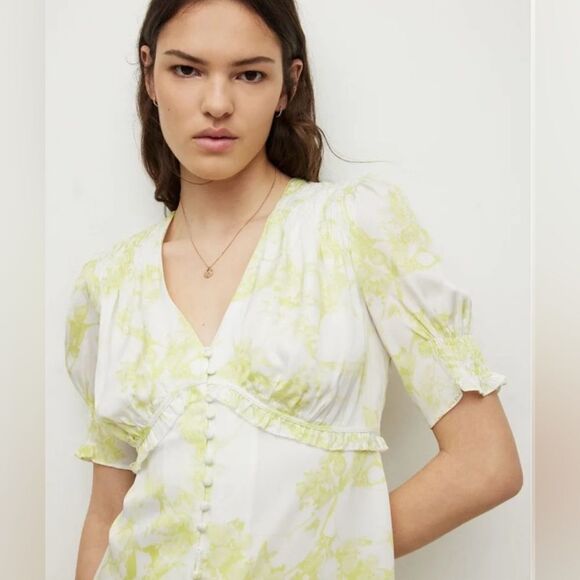 NWT Allsaints Demi Marama Dress Sz 8 All Saints- color citrus yellow - Picture 3 of 10